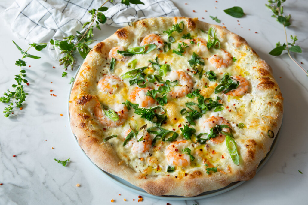 Pizza med Scampi