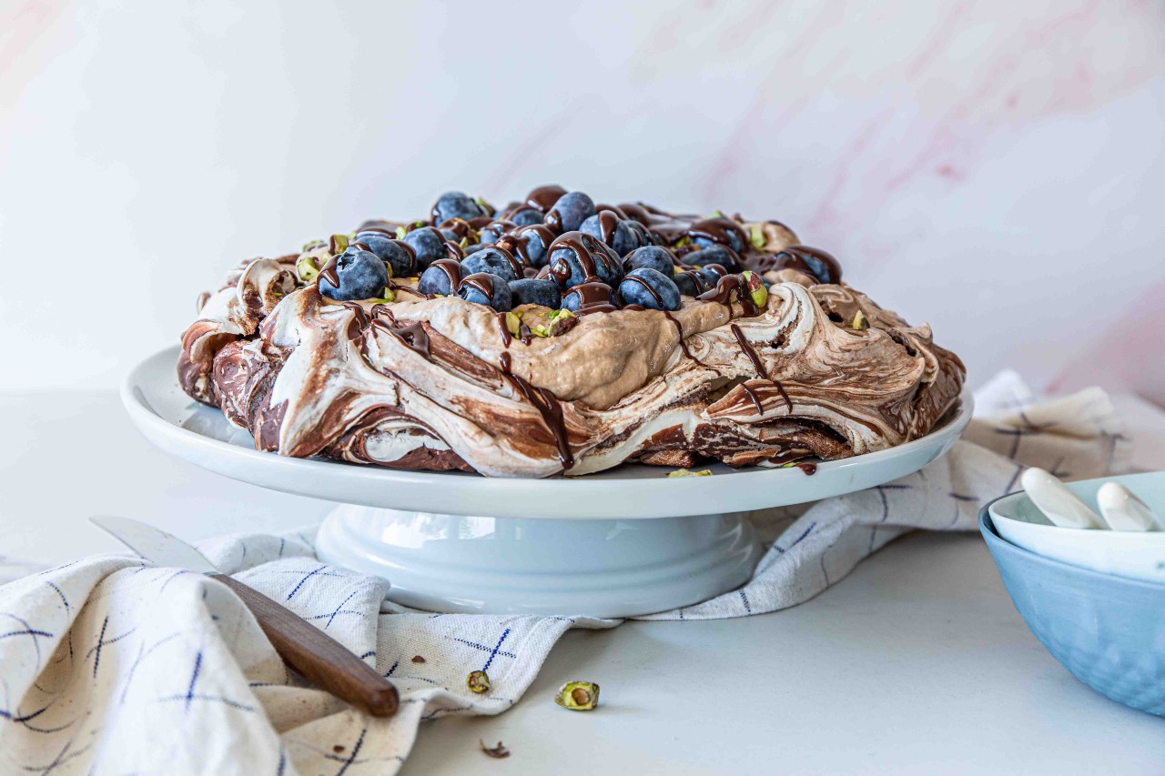 Pavlova med sjokolade og nougat